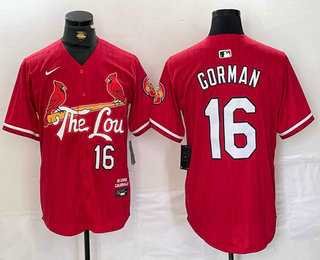 Men's St Louis Cardinals #16 Nolan Gorman Red 2024 City Connect Stitched Baseball Jersey,We sell and wholesale Men's St Louis Cardinals #16 Nolan Gorman Red 2024 City Connect Stitched Baseball Jersey on line form chian!